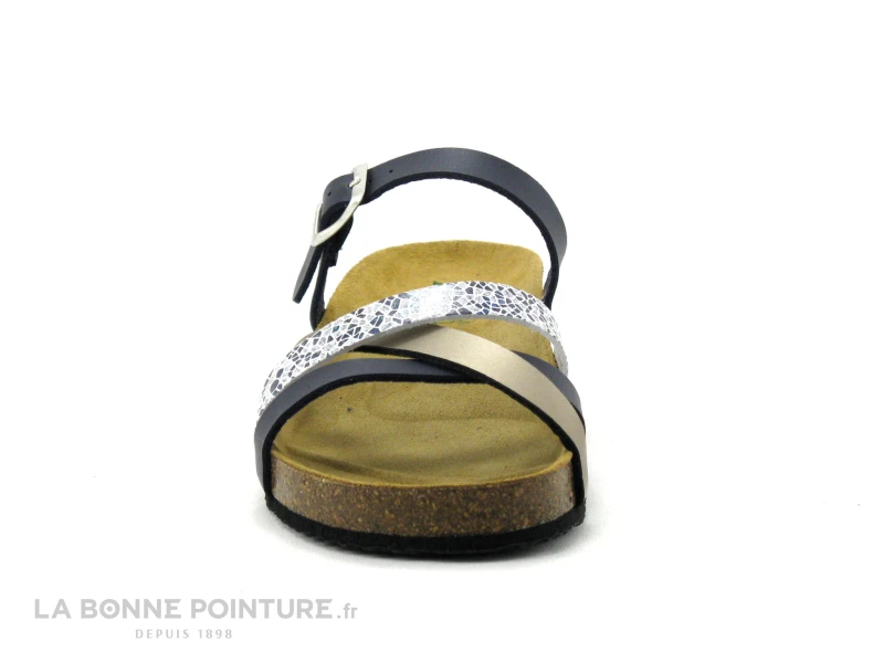 Autenti 689658 - Bleu Marine - Blanc - Beige Metal - Mule Compensee 4 Autenti 689658 - Bleu Marine - Blanc - Beige Metal - Mule Compensee â Image 2