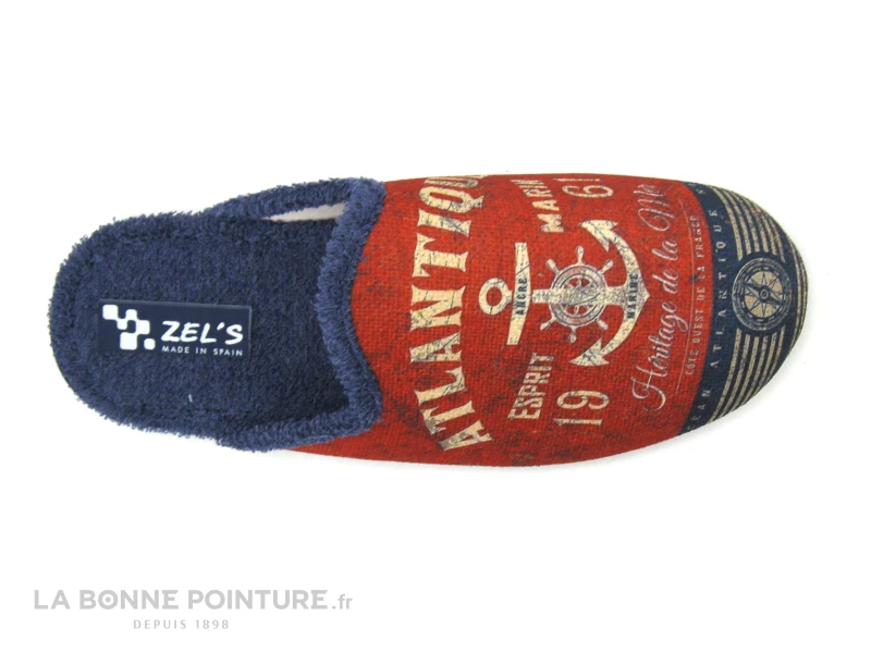 Zels 7549 Rouge - Bleu Marine - Ancre - Pantoufle Mule Homme 4 Zels 7549 Rouge - Bleu Marine - Ancre - Pantoufle Mule Homme â Image 2