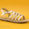 Minibel LOTUS Silver - Sandale Spartiate Fille Cuir Argent