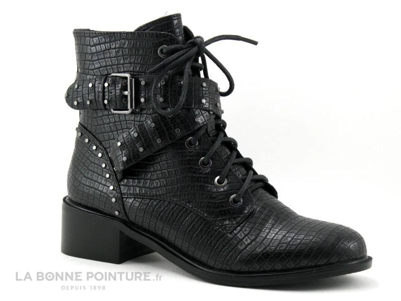 The Divine Factory QL4513 Noir - Python - Petits Clous - Bottine Femme 3 The Divine Factory QL4513 Noir - Python - Petits Clous - Bottine Femme