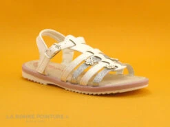 Wipop YETOILE Blanc Argent Fleurs - Sandale Fille