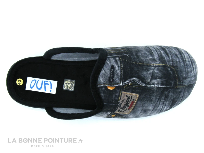 Ouf ACIGNE Noir - Gris - Aspect Jeans - Pantoufle Mule Homme 5 Ouf ACIGNE Noir - Gris - Aspect Jeans - Pantoufle Mule Homme – Image 3