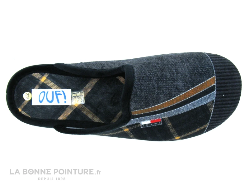 Ouf ABIDOS Noir Gris Jaune Ecossais - Pantoufle Mule Homme 5 Ouf ABIDOS Noir Gris Jaune Ecossais - Pantoufle Mule Homme – Image 3