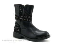 Wipop DAIRY Noir - Bottine Fille Avec Strass Sur Brides Et Contrefort