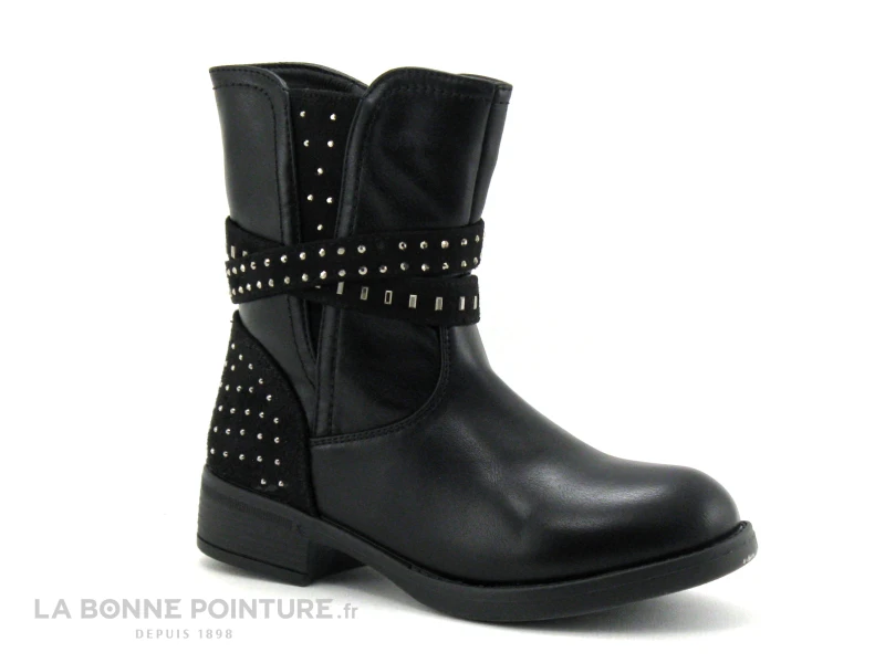 Wipop DAIRY Noir - Bottine Fille Avec Strass Sur Brides Et Contrefort 7 Wipop DAIRY Noir - Bottine Fille Avec Strass Sur Brides Et Contrefort â Image 5