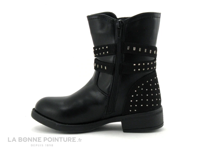 Wipop DAIRY Noir - Bottine Fille Avec Strass Sur Brides Et Contrefort 5 Wipop DAIRY Noir - Bottine Fille Avec Strass Sur Brides Et Contrefort â Image 3