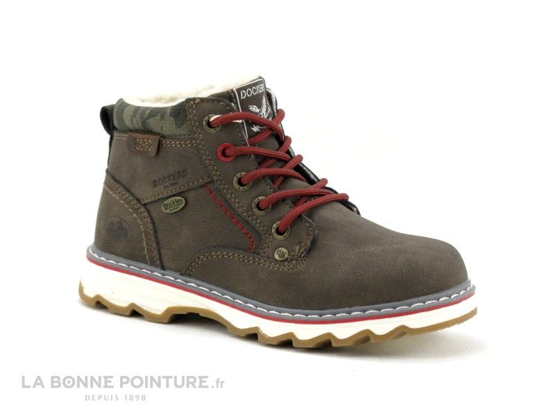 Dockers 49SU702 Marron - Lacet Rouge - Bottillon GARCON 3 Dockers 49SU702 Marron - Lacet Rouge - Bottillon GARCON