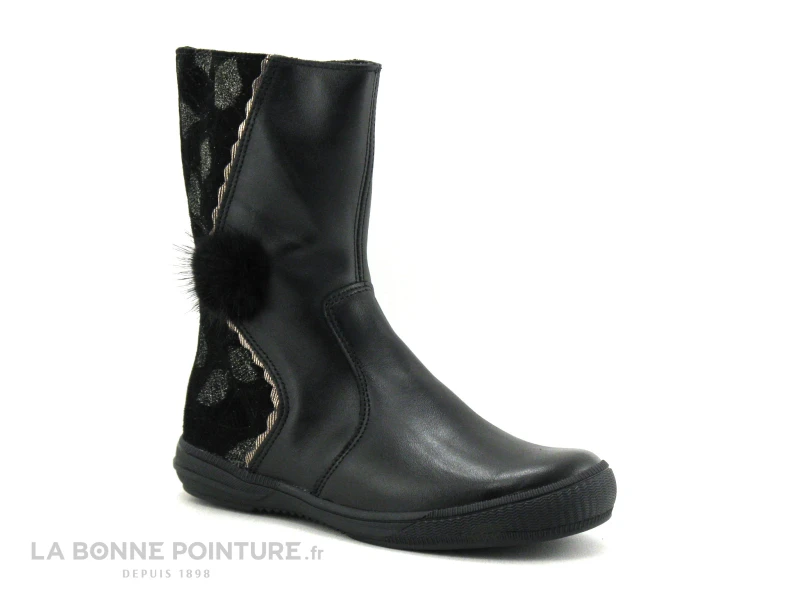 Bopy Surielle Noir - Bottines Fille Velours Et Cuir Et Zip 3 Bopy Surielle Noir - Bottines Fille Velours Et Cuir Et Zip