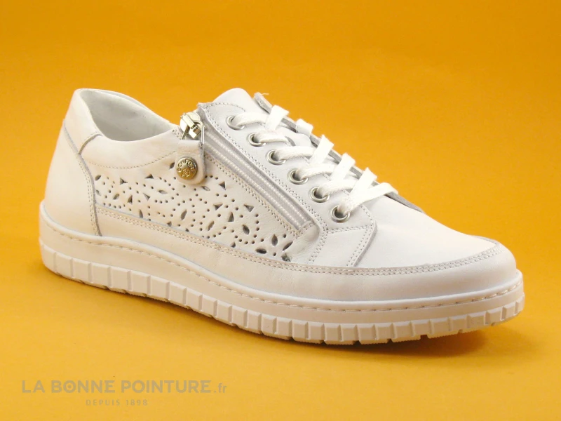 Morans KIPAR Blanc - Basket Mode Femme Cuir Blanc - Perforations 3 Morans KIPAR Blanc - Basket Mode Femme Cuir Blanc - Perforations