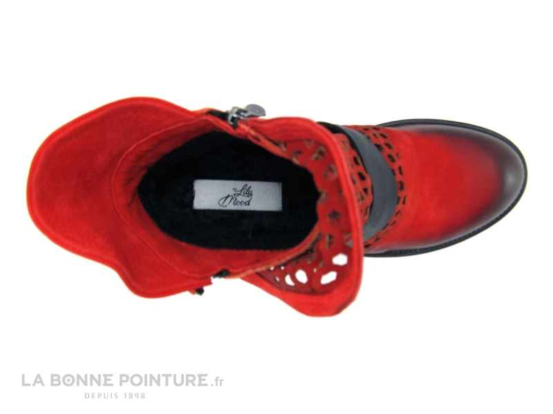Lily Mood 050 5601 Red Nubuck - Bottine Rouge Hexagones 8 Lily Mood 050 5601 Red Nubuck - Bottine Rouge Hexagones – Image 6