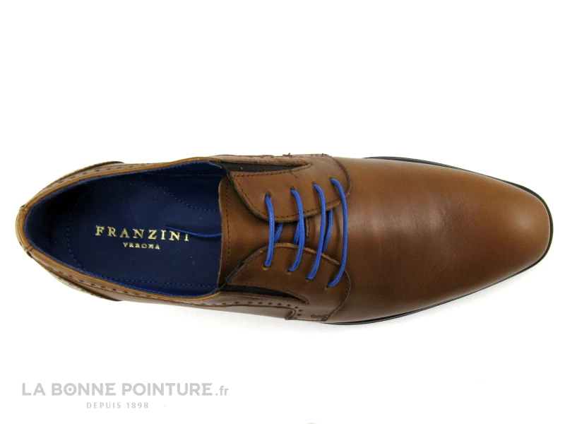 Franzini 3044B - Chaussure Habillee Homme Marron Clair - Lacet Bleu 8 Franzini 3044B - Chaussure Habillee Homme Marron Clair - Lacet Bleu – Image 6