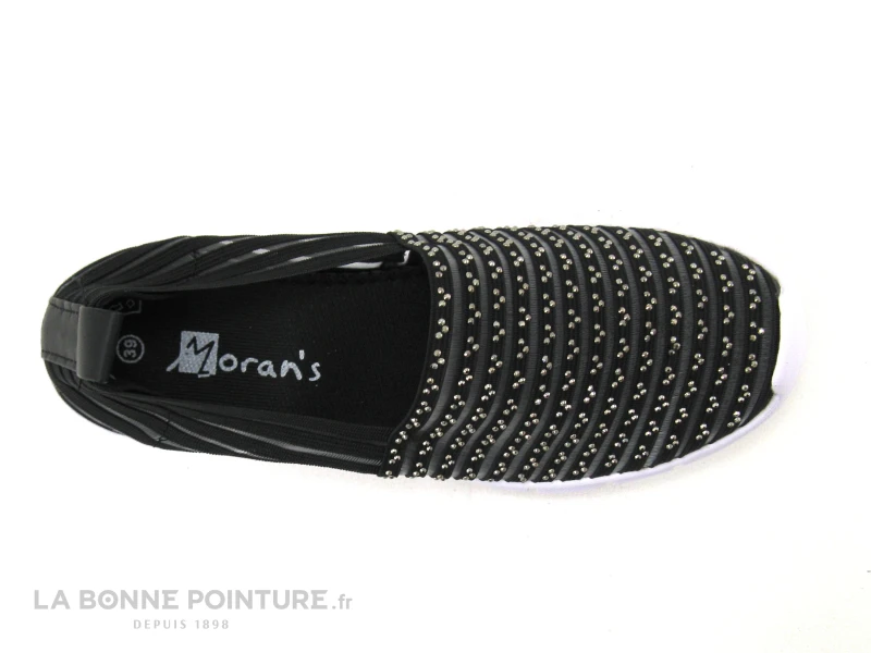 Morans KAKOSI Noir - Perles Argent - Elastique - Basket Slip On Femme 5 Morans KAKOSI Noir - Perles Argent - Elastique - Basket Slip On Femme – Image 3