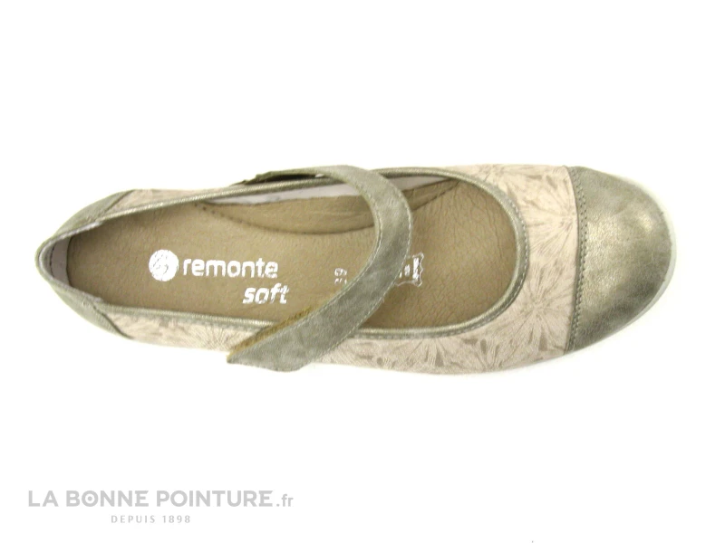 Remonte R7627-93 - Ballerine Beige Et Fleurie Avec Bride Velcro 8 Remonte R7627-93 - Ballerine Beige Et Fleurie Avec Bride Velcro – Image 6