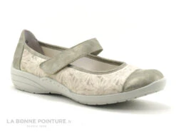 Remonte R7627-93 - Ballerine Beige Et Fleurie Avec Bride Velcro