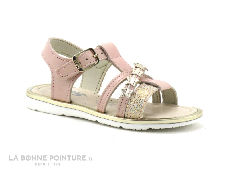 Bopy EBRIA Rose - Etoiles - Sandale Fille Cuir Rose 3 Bopy EBRIA Rose - Etoiles - Sandale Fille Cuir Rose