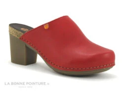 Jungla 7855 Rojo - Sabot Femme Cuir Rouge - Talon Haut